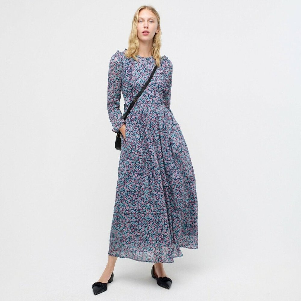 BANJANAN Women's Blue Miranda Long-sleeve Dress In Mini Floral Print M